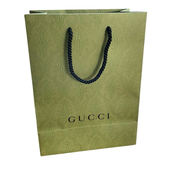 Authentic GUCCI Limited Edition Green Brocade gift Shopping Bag 13.5" X 10"x5.5” - Picture 5 of 16